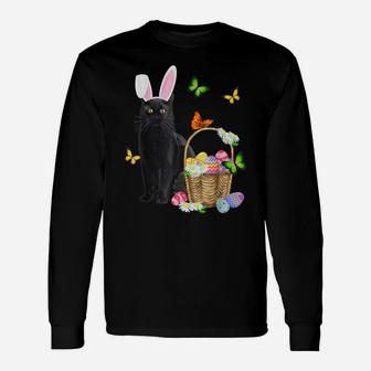 Black Cat Bunny Hat Rabbit Easter Eggs Basket Egg Hunting Unisex Long Sleeve | Crazezy
