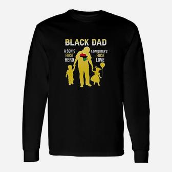 Black Dad A Son's First Hero Unisex Long Sleeve | Crazezy UK
