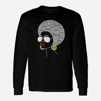 Black History Month African American Hair Word Art Unisex Long Sleeve | Crazezy