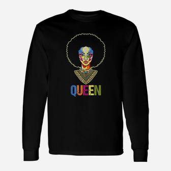 Black Queen Melanin African American Usa Pride Long Sleeve T-Shirt - Thegiftio UK