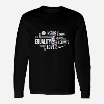 Black History Month Inspire Dream History Equality Activate Love Shirt Long Sleeve T-Shirt - Thegiftio UK
