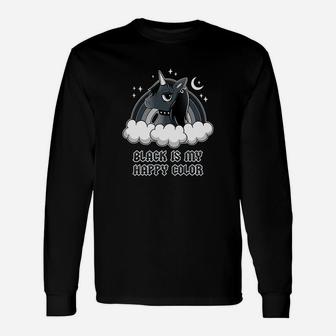 Black Unicorn Black Is My Happy Color Long Sleeve T-Shirt - Thegiftio UK