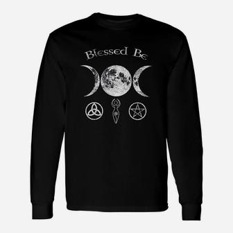 Blessed Be Triple Moon Unisex Long Sleeve | Crazezy