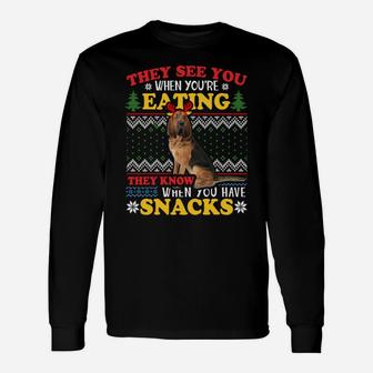 Bloodhound Ugly Xmas Sweatshirt They See You're Eating Sweatshirt Unisex Long Sleeve | Crazezy AU