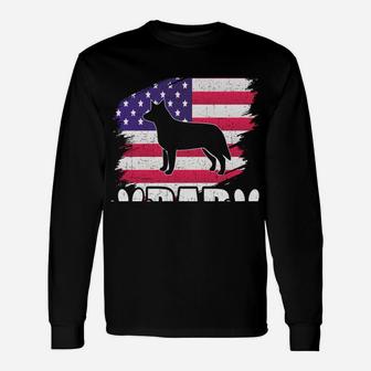 Blue Heeler Dad Dog Lover American Us Flag Sweatshirt Unisex Long Sleeve | Crazezy AU