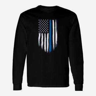 Blue Lives Matter American Flag Unisex Long Sleeve | Crazezy