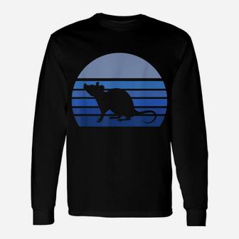 Blue Retro Mouse Rat Silhouette Lover Gift Unisex Long Sleeve | Crazezy