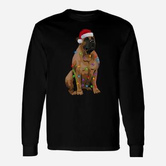 Boerboel Christmas Lights Xmas Dog Lover Santa Hat Unisex Long Sleeve | Crazezy