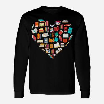 Book Lover Heart Shape Reading Club Librarian Bookworm Gift Unisex Long Sleeve | Crazezy CA