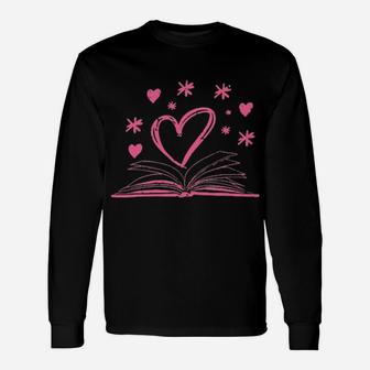 Bookworm Librarian Valentines Day Long Sleeve T-Shirt - Monsterry