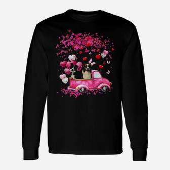 Border Collie Couple Valentine Fall Long Sleeve T-Shirt - Monsterry UK