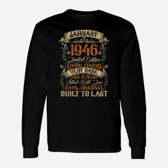 Born In January 1946 Vintage 75 Years Old 75Th Birthday Unisex Long Sleeve | Crazezy