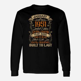 Born In January 1951 Vintage 70 Years Old 70Th Birthday Sweatshirt Unisex Long Sleeve | Crazezy UK