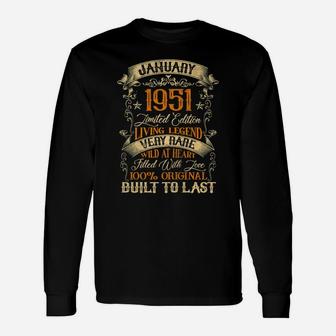 Born In January 1951 Vintage 70 Years Old 70Th Birthday Unisex Long Sleeve | Crazezy