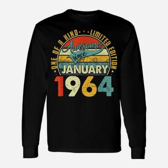 Born In January 1964 57Th Birthday Gift Retro 57 Years Old Unisex Long Sleeve | Crazezy DE