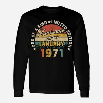 Born In January 1971 50Th Birthday Vintage 50 Years Old Gift Unisex Long Sleeve | Crazezy AU