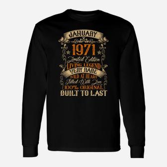 Born In January 1971 Vintage 50 Years Old 50Th Birthday Unisex Long Sleeve | Crazezy