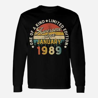 Born In January 1989 32Nd Birthday Vintage 32 Years Old Gift Unisex Long Sleeve | Crazezy