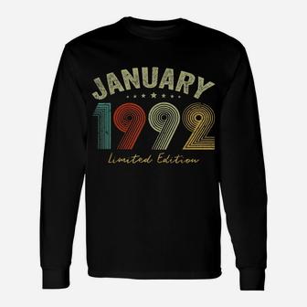 Born In January 1992 Vintage 29Th Birthday 29 Years Old Gift Unisex Long Sleeve | Crazezy