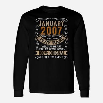 Born In January 2007 Vintage 14Th Bday Gift 14 Years Old Unisex Long Sleeve | Crazezy DE