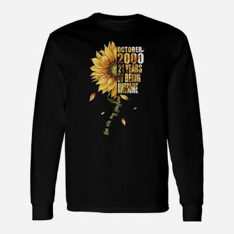 Born In October 2000 Sunflower 21St Birthday 21 Years Old Unisex Long Sleeve | Crazezy