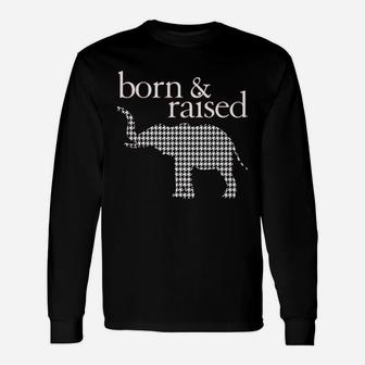 Born Raised Houndstooth Elephant Unisex Long Sleeve | Crazezy