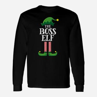 Boss Elf Matching Family Group Christmas Party Pajama Unisex Long Sleeve | Crazezy AU