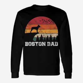 Boston Terrier Dad Bostie Dog Sunset Retro Style For Men Unisex Long Sleeve | Crazezy AU