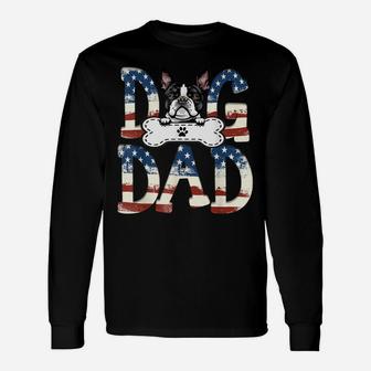 Boston Terrier Dad Fathers Day American Flag Dog Lovers Unisex Long Sleeve | Crazezy DE