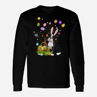 Boston Terrier Pet Dog Hunting Egg Tree Bunny Easter Day Unisex Long Sleeve | Crazezy CA
