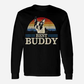 Boston Terrier Vintage Best Buddy Funny Dog Lover Gift Unisex Long Sleeve | Crazezy UK