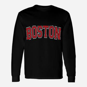 Boston Varsity Style Red Text Unisex Long Sleeve | Crazezy UK