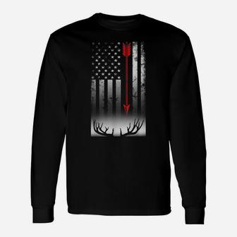 Bow Deer Hunting American Flag Bow Hunting Lover Unisex Long Sleeve | Crazezy DE