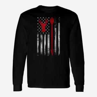 Bowhunter Gift Patriotic American Usa Flag Deer Bow Hunting Unisex Long Sleeve | Crazezy CA