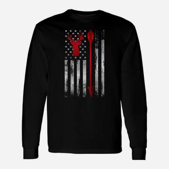 Bowhunter Patriotic American Usa Flag Deer Bow Hunting Unisex Long Sleeve | Crazezy