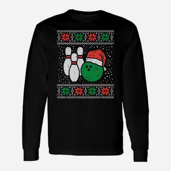 Bowling Ugly Christmas Sweater Sport Bowls Xmas Men Gift Sweatshirt Unisex Long Sleeve | Crazezy CA