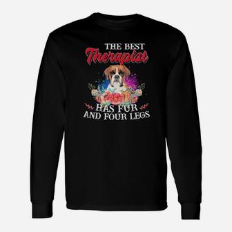 Boxer The Best Therapist Has Fur And Four Legs Long Sleeve T-Shirt - Monsterry DE