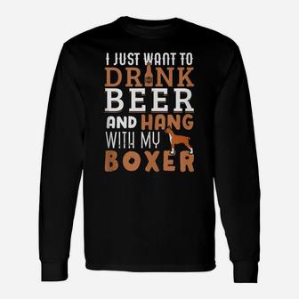 Boxer Dad T Shirt Funny Father's Day Dog Lover Gift Beer Unisex Long Sleeve | Crazezy