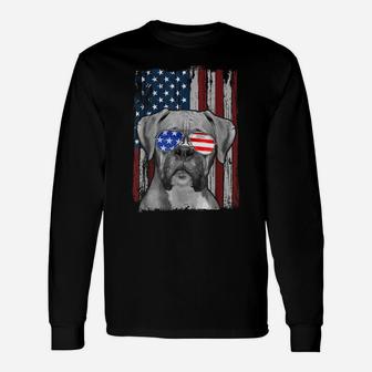 Boxer Dog American Flag 4Th Of July Patriotic Puppy Lover Unisex Long Sleeve | Crazezy DE