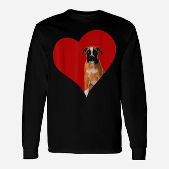 Boxer Dog Valentine Heart For Puppy And Animals Long Sleeve T-Shirt - Monsterry