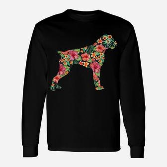 Boxer Flower Funny Dog Silhouette Floral Gifts Women Men Unisex Long Sleeve | Crazezy