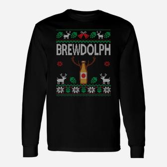 Brewdolph Ugly Christmas Beer Lover Craft Beer Brewer Sweatshirt Unisex Long Sleeve | Crazezy
