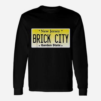 Brick City Newark Nj City New Jersey License Plate Graphic Long Sleeve T-Shirt - Thegiftio UK