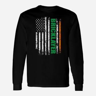 Bricklayer Usa Flag Irish St Patrick Day Gift Unisex Long Sleeve | Crazezy UK