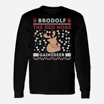 Brodolf Rudolf Workout Gym Funny Ugly Christmas Sweatshirt Sweatshirt Unisex Long Sleeve | Crazezy AU