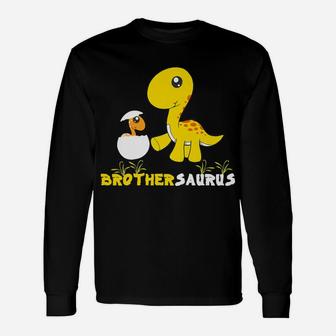 Brothersaurus Shirt Cute Brother Dinosaur Matching Family Unisex Long Sleeve | Crazezy