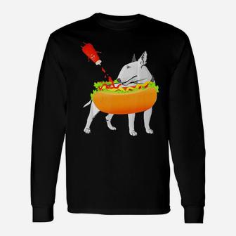 Bull Terrier Hot Dog Hot Dogs Christian Foodie Long Sleeve T-Shirt - Monsterry DE