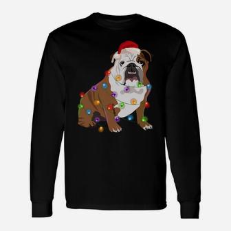 Bulldog Christmas Lights Xmas Dog Lover Sweatshirt Unisex Long Sleeve | Crazezy DE