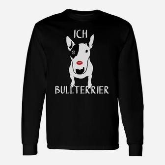 Bullterrier Langarmshirts Schwarz mit Ich Bullterrier Schriftzug, Hundeliebhaber Tee - Seseable
