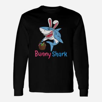 Bunny Shark Clothing Funny Easter Egg Hunting Unisex Long Sleeve | Crazezy UK